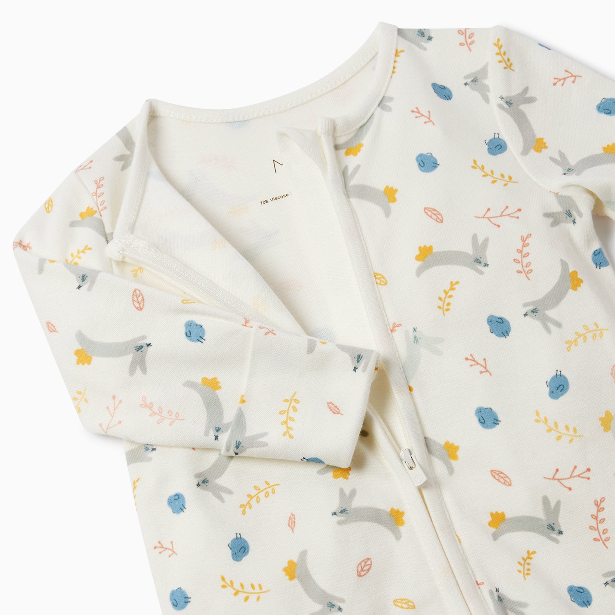 Bunny_Print_Zip-Up_Sleepsuit_footed_Detail