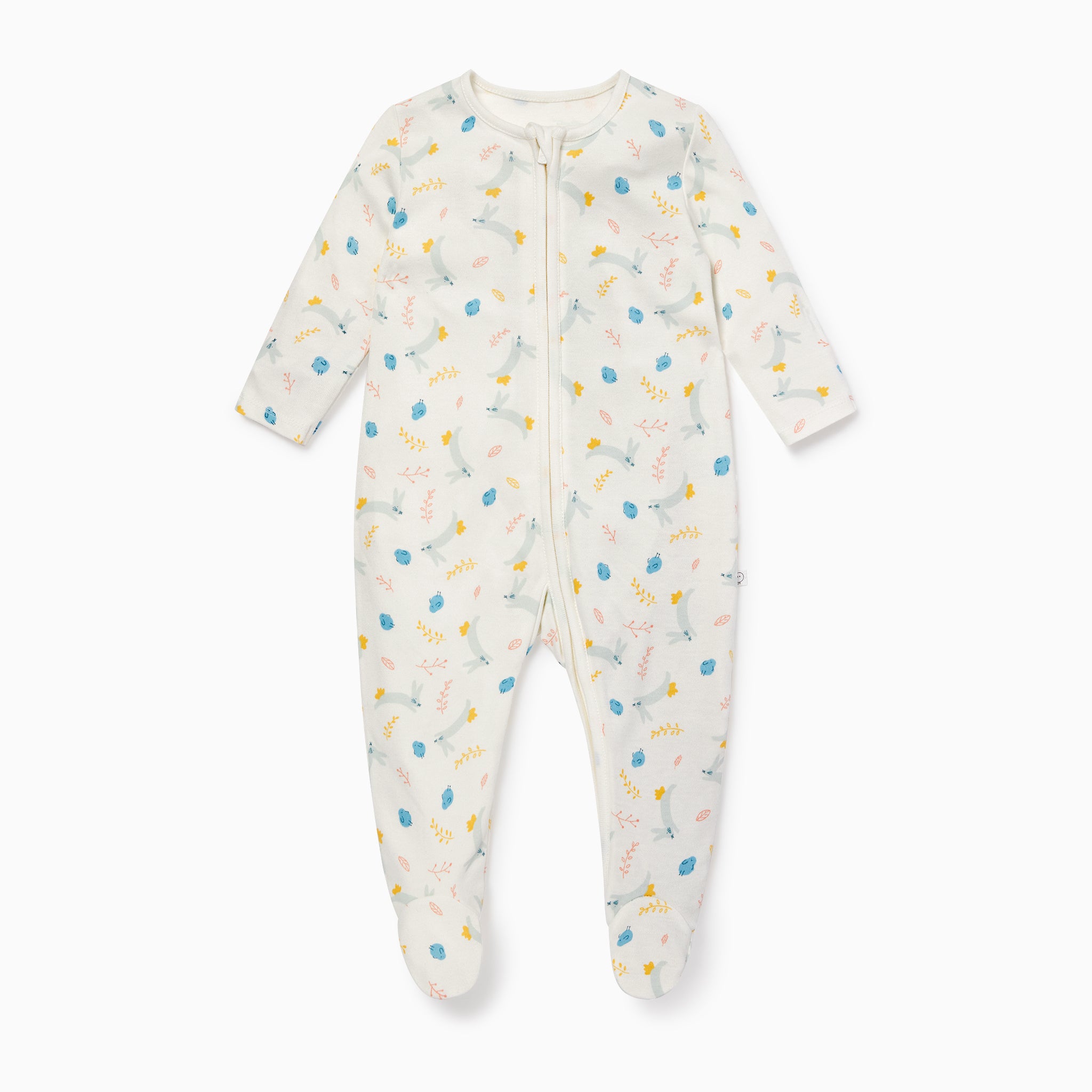 Bunny_Print_Zip-Up_Sleepsuit_footed_FRONT