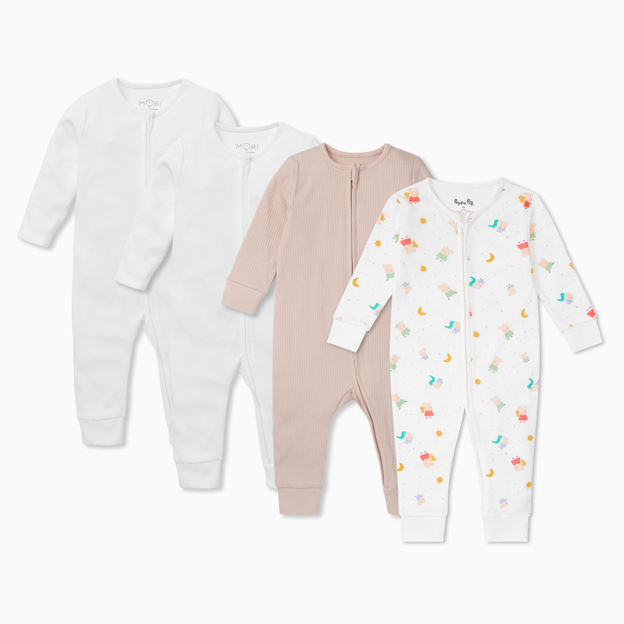 Peppa_Pig_Zip_Sleepsuits_4_Pack_Blush_Footless