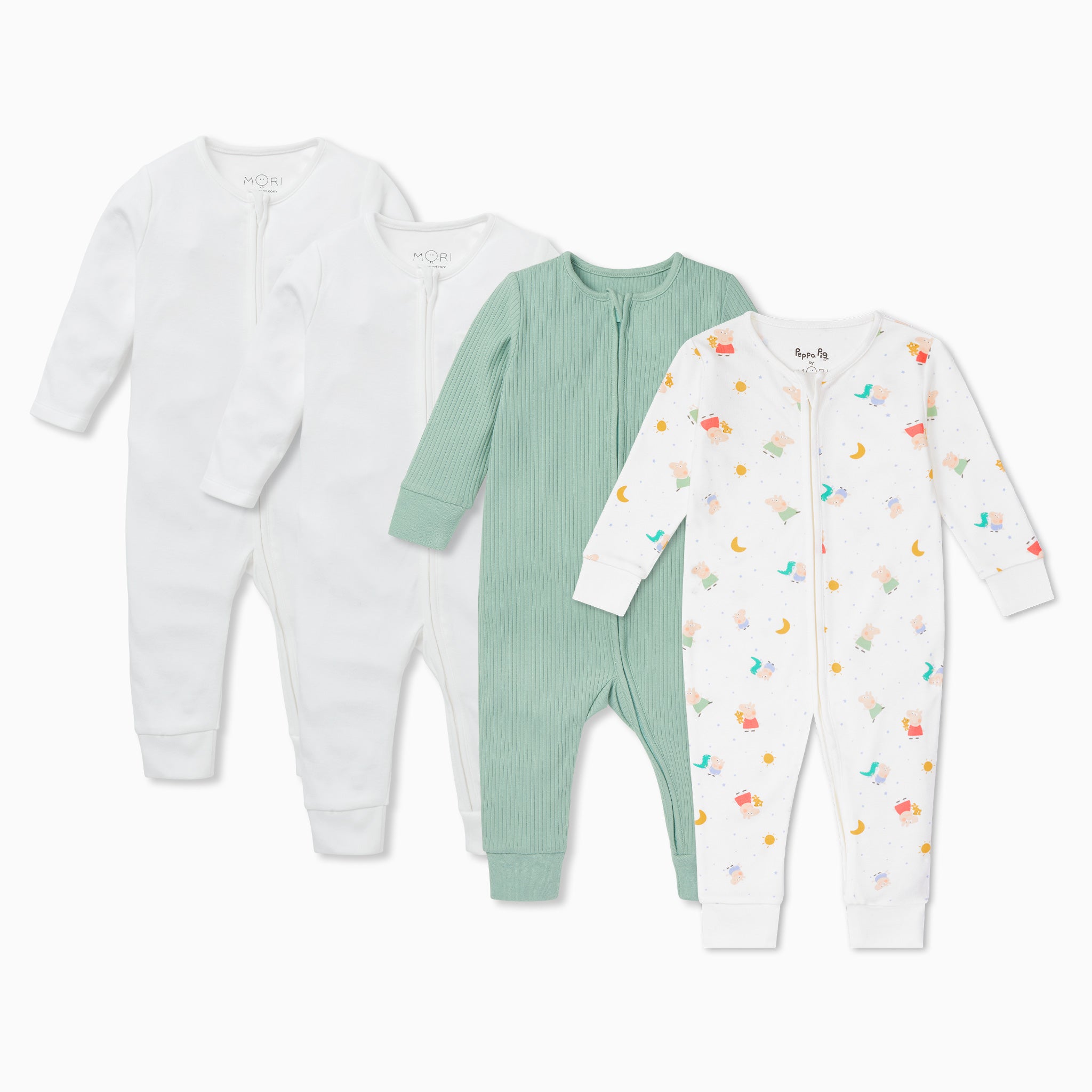 Peppa_Pig_Zip_Sleepsuits_4_Pack_Mint_Footless