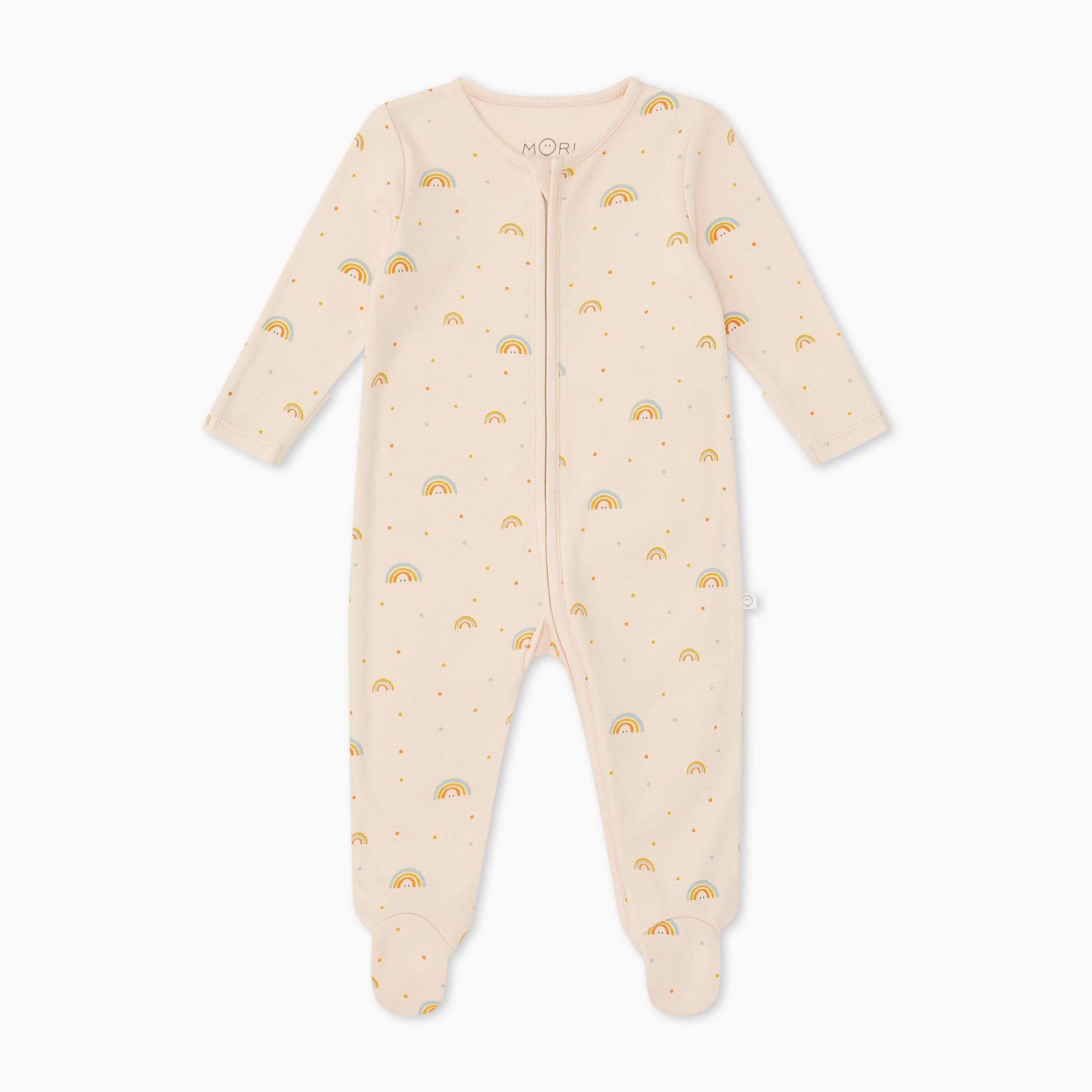 RainbowPrintCleverZipSleepsuit_Footed_FRONT