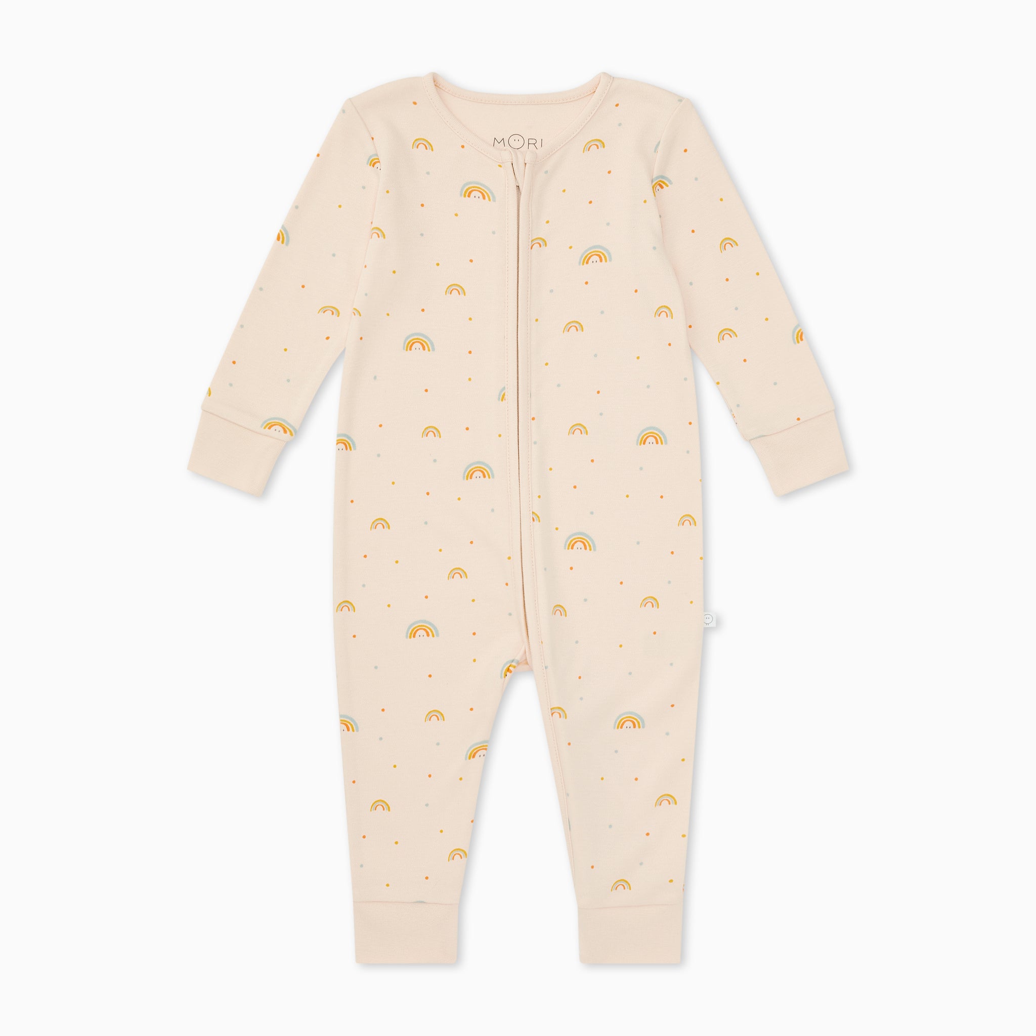 RainbowPrintCleverZipSleepsuit_Footless